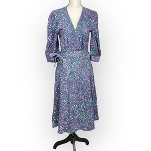 Mii Au Jardin Polka Dot Cottagecore Midi Wrap Dress Size L India Puff Sleeve